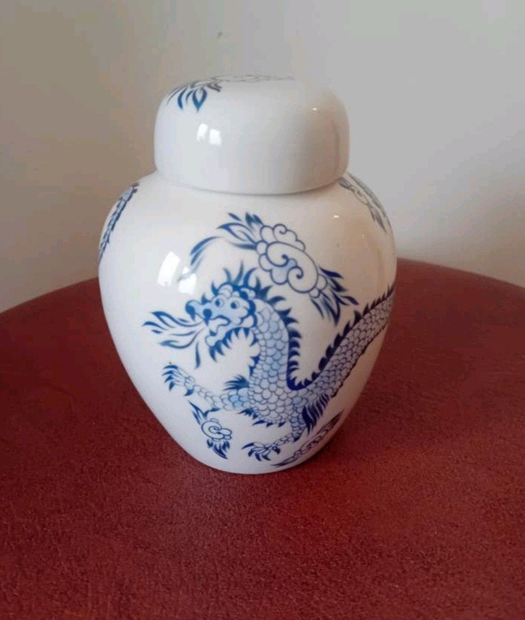 Blauw-witte Chinese gemberpot met draakmotief, Ophalen of Verzenden