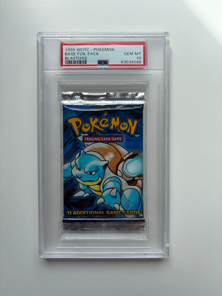 1999 WOTC Pokémon Base Foil Pack Blastoise PSA 10 GEM MT, Ophalen of Verzenden, Zo goed als nieuw, Booster, Foil