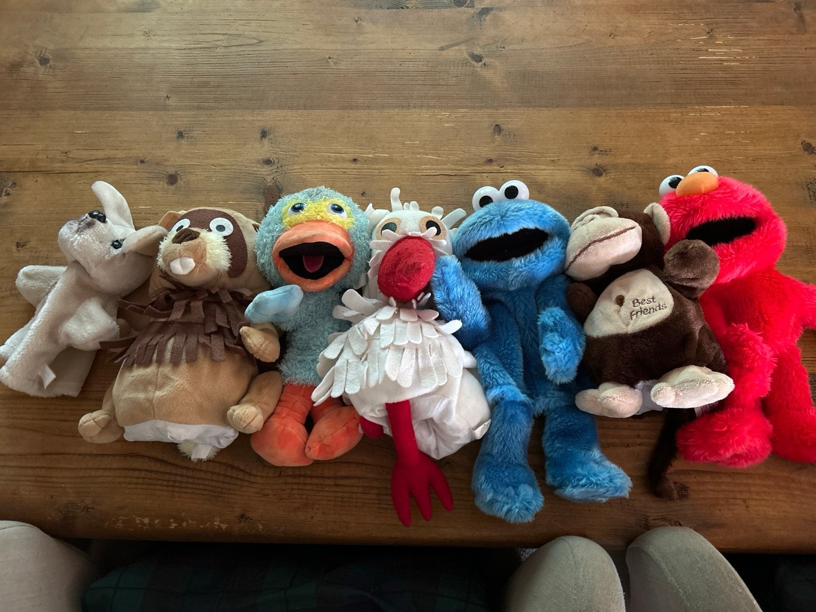 Leuke handpoppen oa Elmo, Koekiemonster, aap en meer!, Gebruikt, Overige merken, Overige karakters, Ophalen of Verzenden