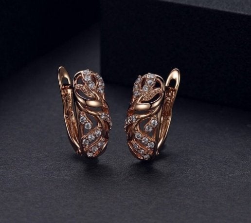 Luxe dames 18K goud verguld oorbellen met zirkonen, Sieraden, Tassen en Uiterlijk, Oorbellen, Overige materialen, Nieuw, Ophalen of Verzenden