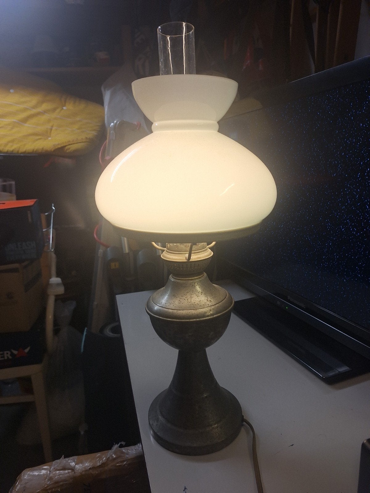 Tinnen lamp, Ophalen, 53 cm