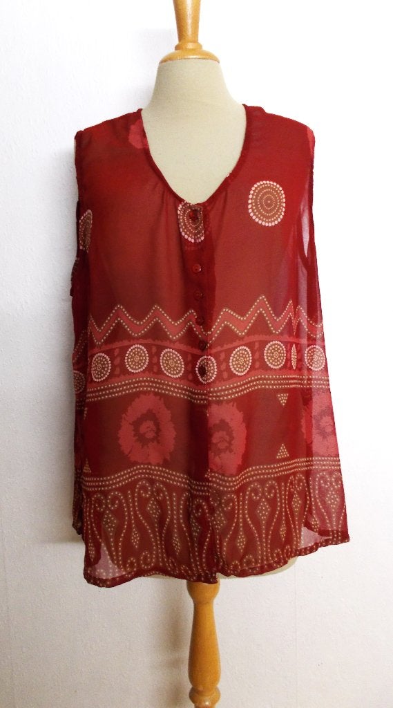 Batik look luchtig top/bloesje! L, Verzenden, Maat 42/44 (L), Zo goed als nieuw, Zonder mouw