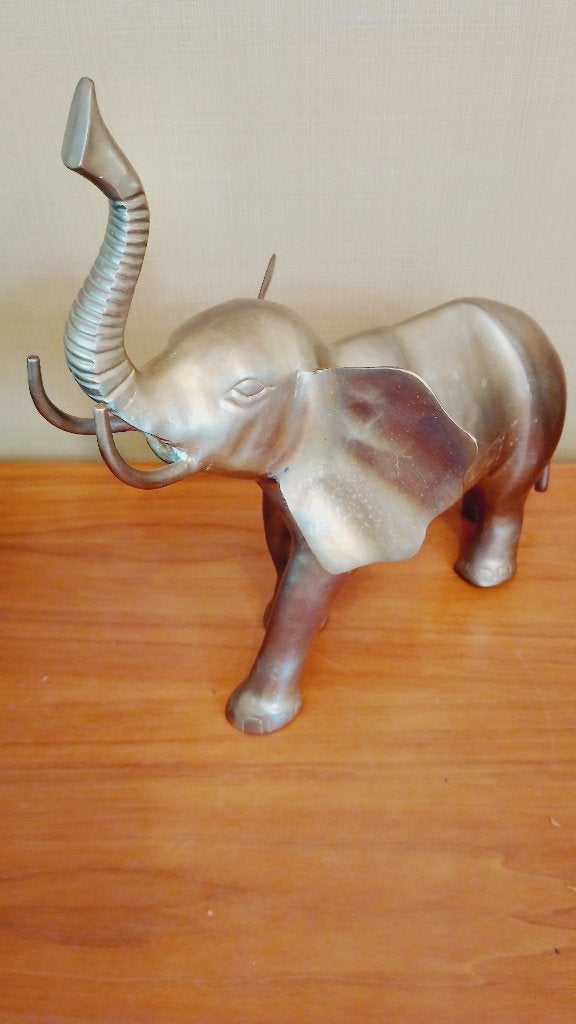 Vintage messing zware olifant jaren 70, Antiek en Kunst, Ophalen