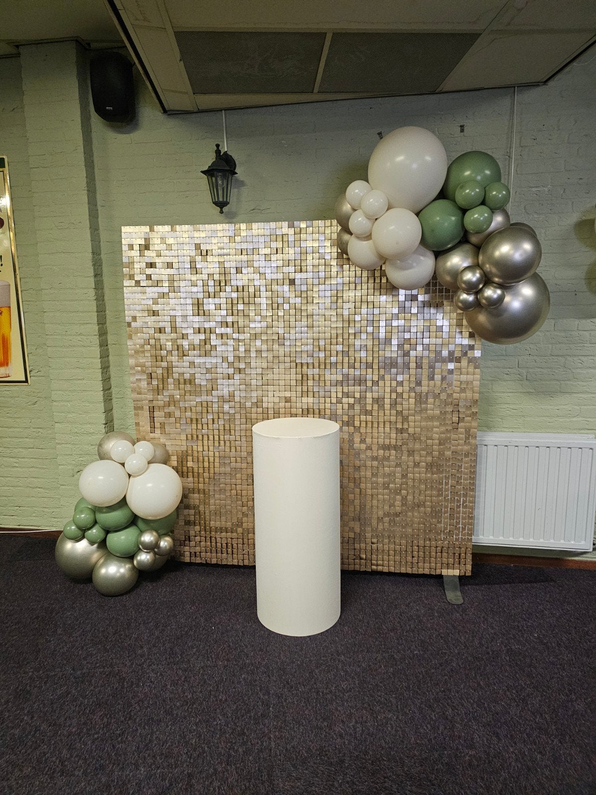 Te huur backdrop shimmerwall ballondecoratie, Ophalen of Verzenden, Zo goed als nieuw, Geboorte of Huwelijk