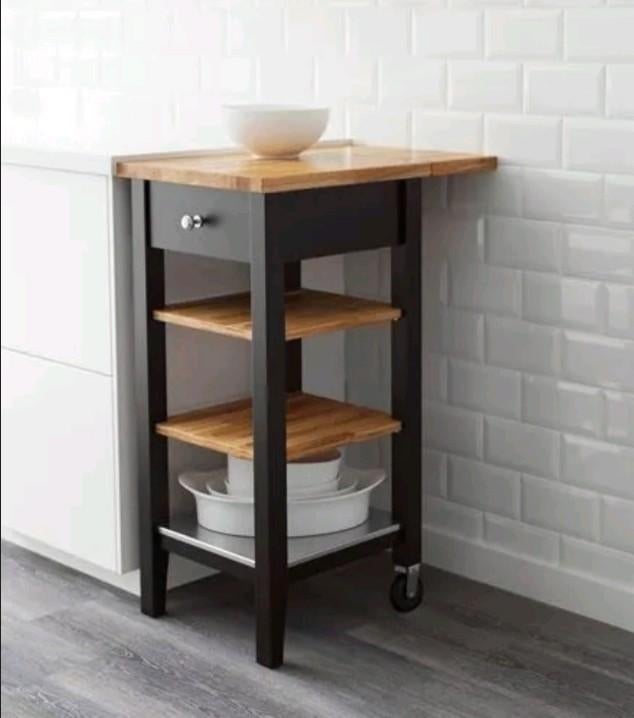 IKEA STENSTORP
trolley, black-brown/oak, Ophalen, Zo goed als nieuw