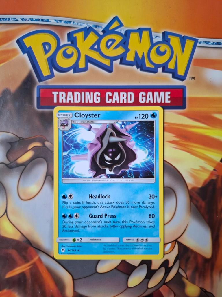 Cloyster 34/149 Sun&moon base set pokemon kaart nm, Ophalen of Verzenden, Zo goed als nieuw, Losse kaart