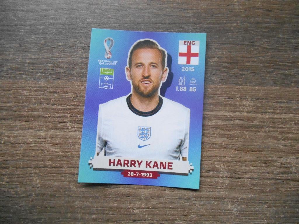 Harry Kane voetbalplaatje WK 2022 Qatar Blauwe editie, Ophalen of Verzenden, Nieuw, Buitenlandse clubs, Poster, Plaatje of Sticker