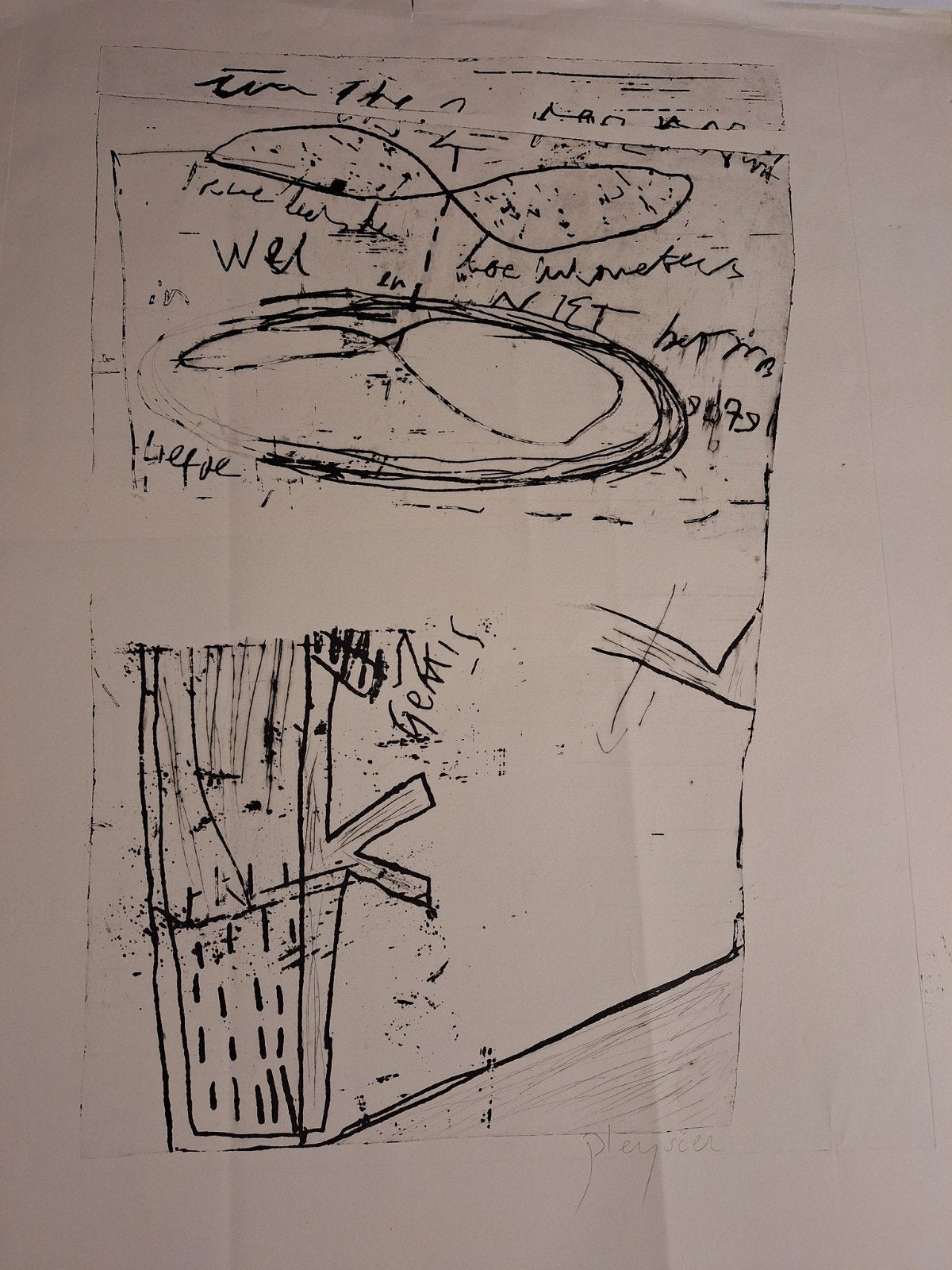 Abstracte ets van Pleijsier - Modern kunstwerk, Ophalen of Verzenden, Ets, Origineel, 1950 - 1999
