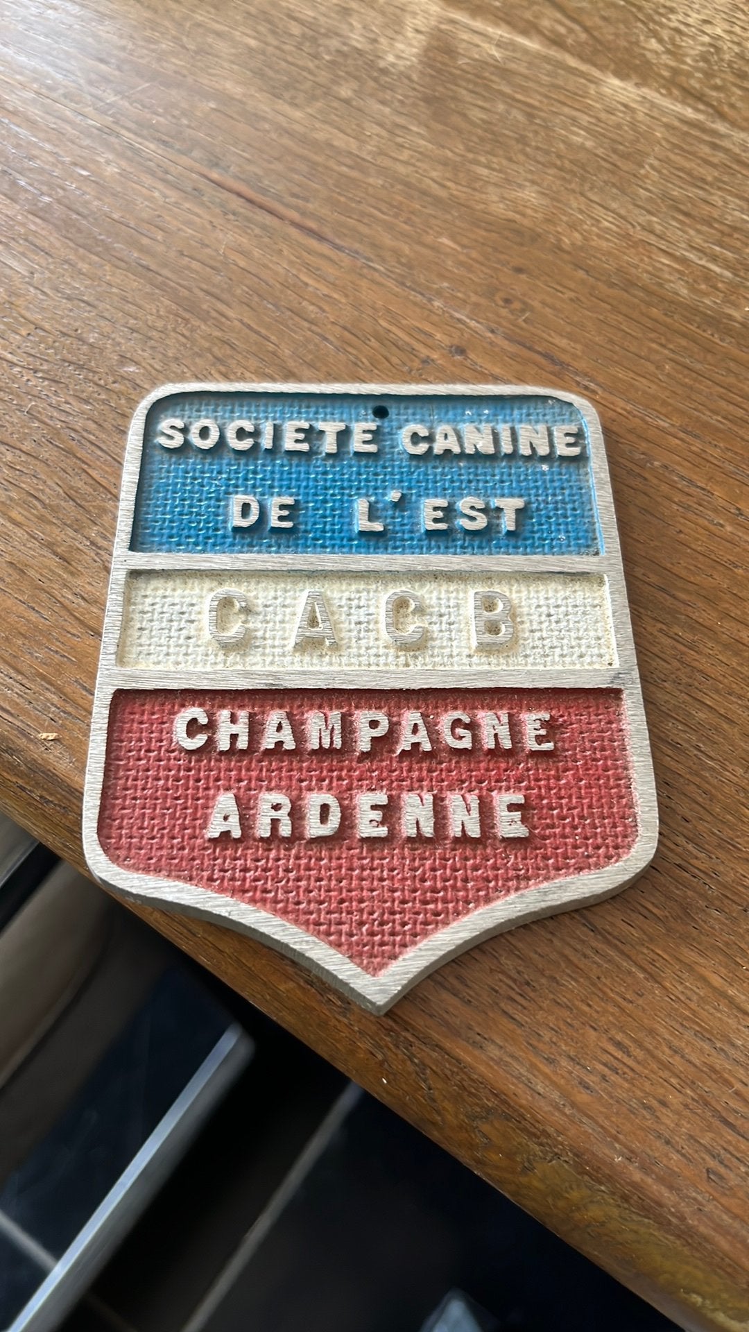 Vintage Franse honden schildje CACB (Champagne Ardenne, Ophalen of Verzenden