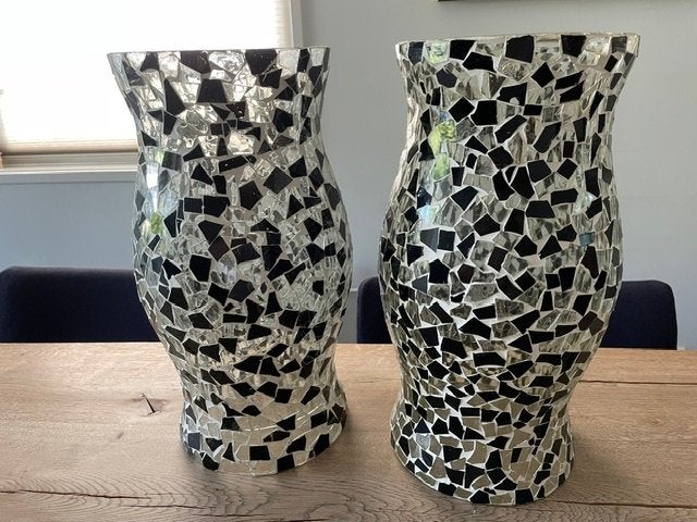 Vintage mozaïek WINDLICHTEN, twee stuks, in mooie staat, Huis en Inrichting, Woonaccessoires | Kandelaars en Kaarsen, Windlicht