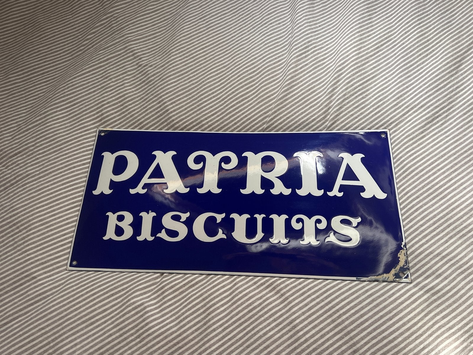 Vintage Patria Biscuits Emaille Reclamebord bol, Antiek en Kunst, Ophalen of Verzenden