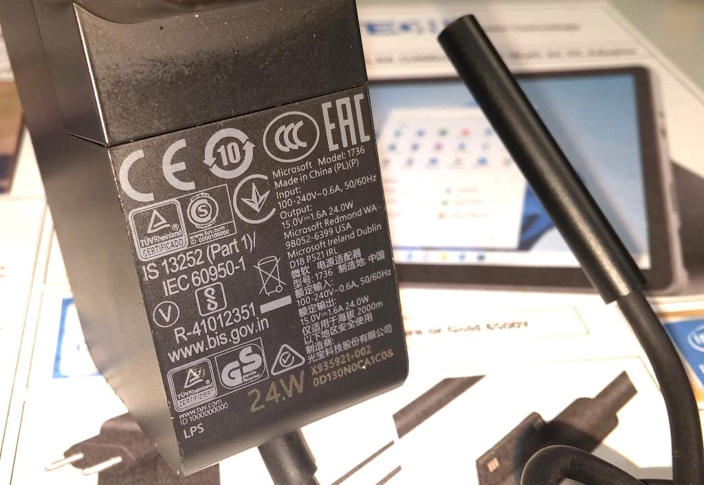 Microsoft Surface Go Pro 1736 15V 1.6A 24W Adapter Oplader, Ophalen of Verzenden, Zo goed als nieuw, Microsoft