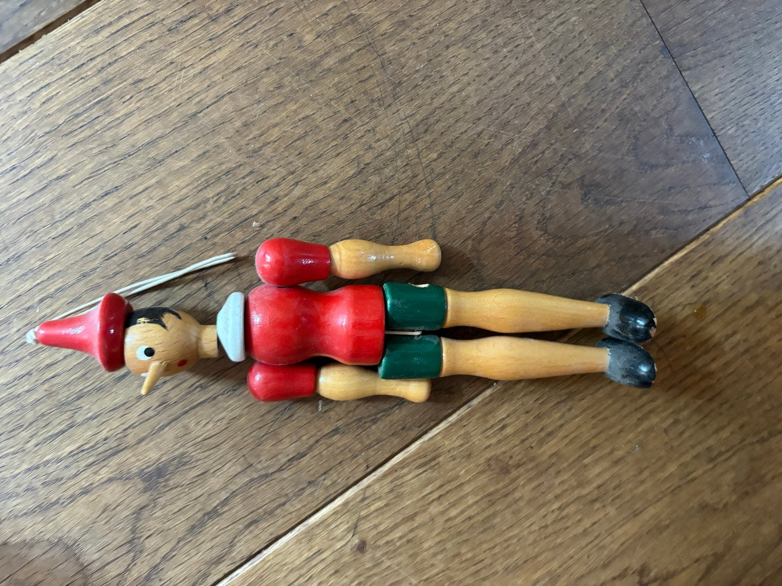 Vintage Pinokkio houten pop - Handgemaakt en gesigneerd, Ophalen of Verzenden, Gebruikt, Jongen of Meisje