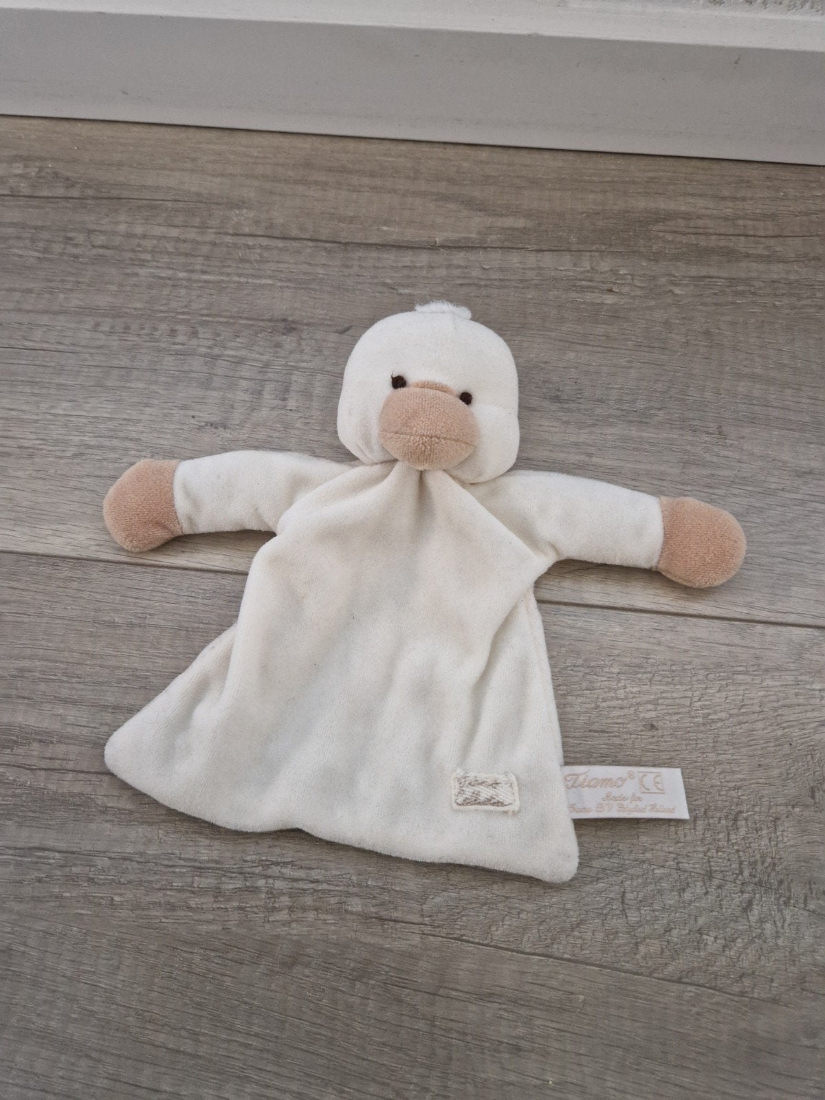Knuffeldoek knuffeldoekje tiamo eendje eend kuiken, Ophalen of Verzenden, Zo goed als nieuw, Eend
