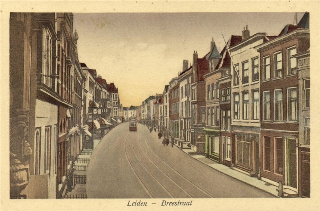 Leiden - Breestraat - ongelopen, Ophalen of Verzenden, 1920 tot 1940, Ongelopen, Zuid-Holland