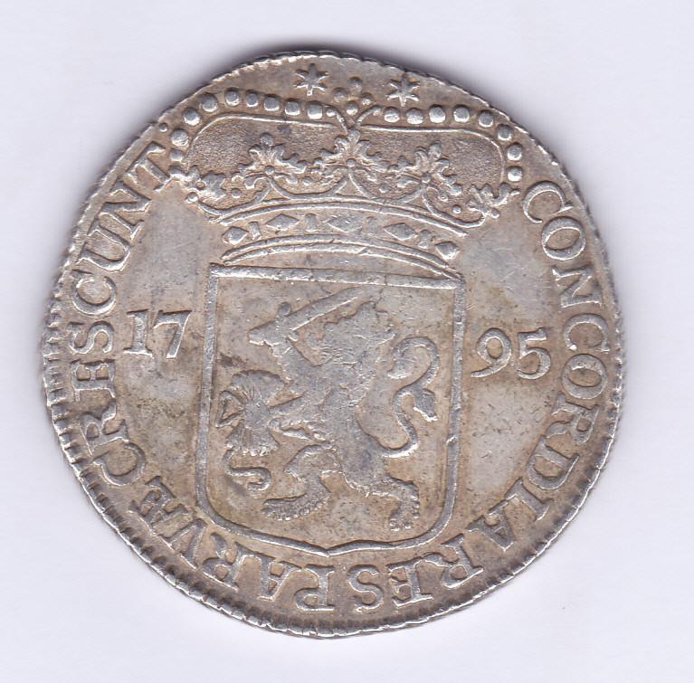 Mooie zilveren dukaat 1795 Bat. Rep. Zeeland voor 195 euro, Vóór koninkrijk, Zilver, Losse munt, Overige waardes