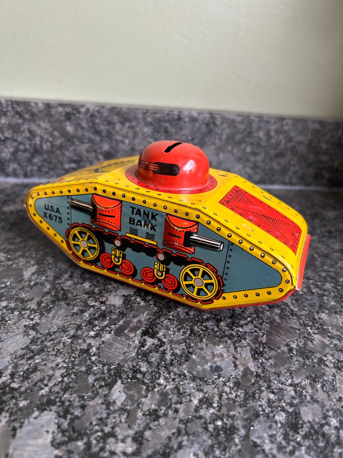 1930-Marx- Tank Bank - spaarpot, Antiek en Kunst, Ophalen of Verzenden