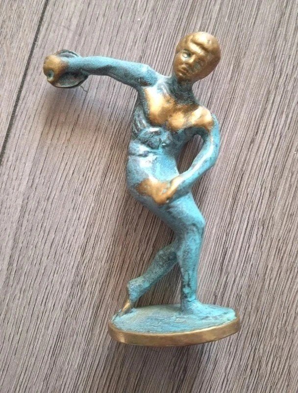 Grieks bronzen kunstbeeldje handgemaakt 11 cm, Ophalen of Verzenden, Zo goed als nieuw, Mens