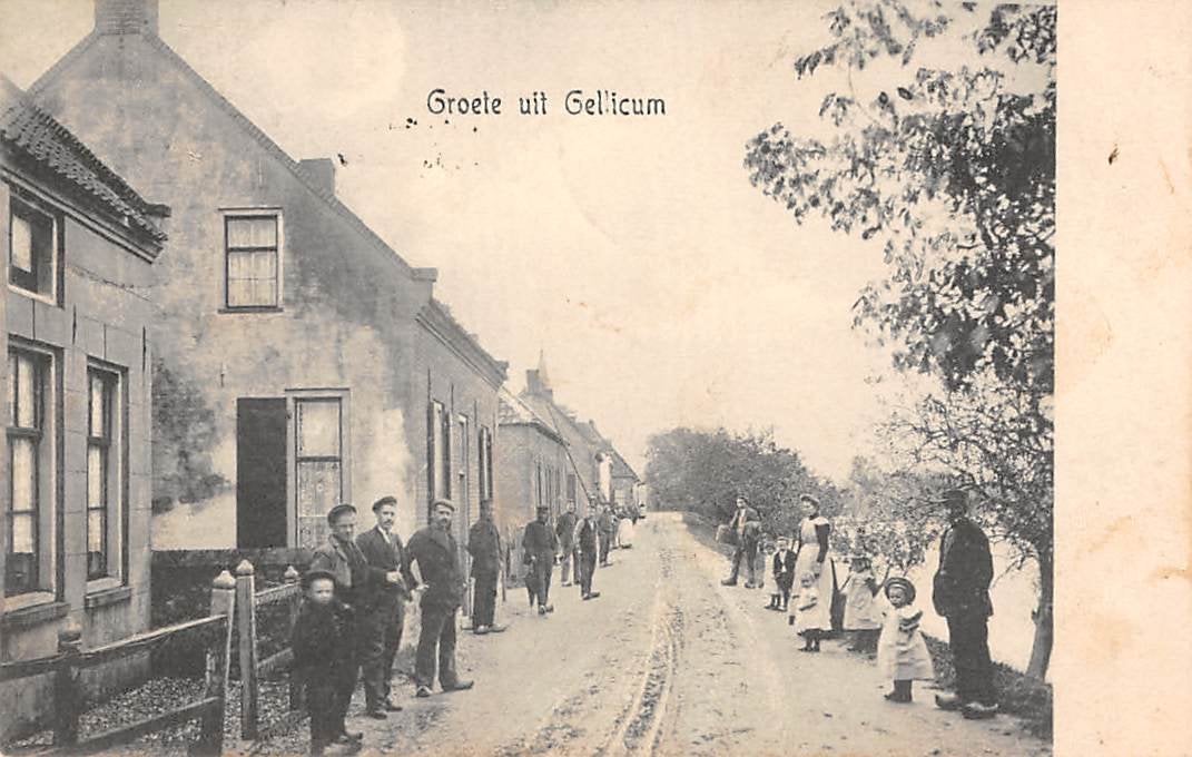 Gellicum Groete uit Gellicum West Betuwe Lingedijk 1906, Verzamelen, Ansichtkaarten | Nederland, Verzenden, Voor 1920, Gelopen