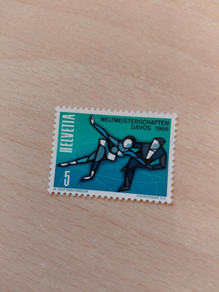 1966 Zwitserland schaatsen Davos, Postzegels en Munten, Verzenden, Postfris