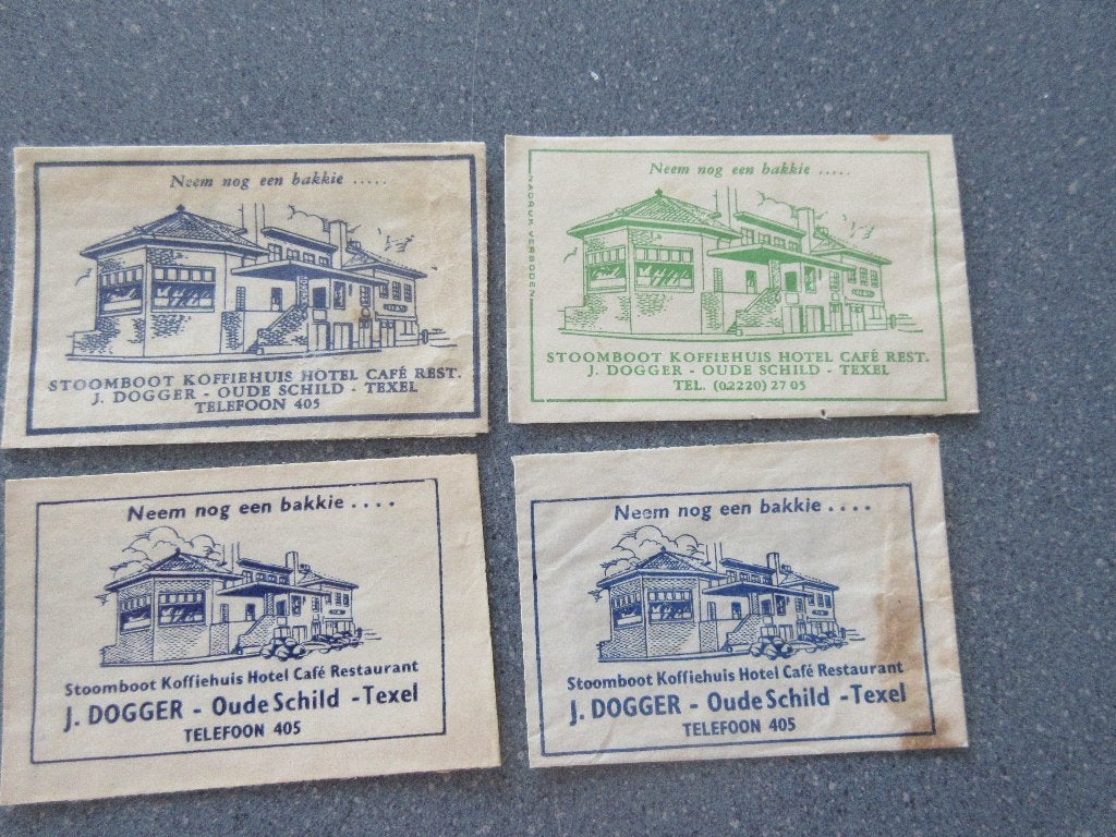 4 x Oude Schild, stoomboot-koffiehuis J. Dogger, Verzenden, Nederland