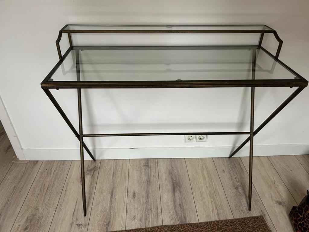 Mooie glazen PTMD sidetable Emily Glass | bureau, Ophalen, 100 tot 150 cm, Vintage, Glas