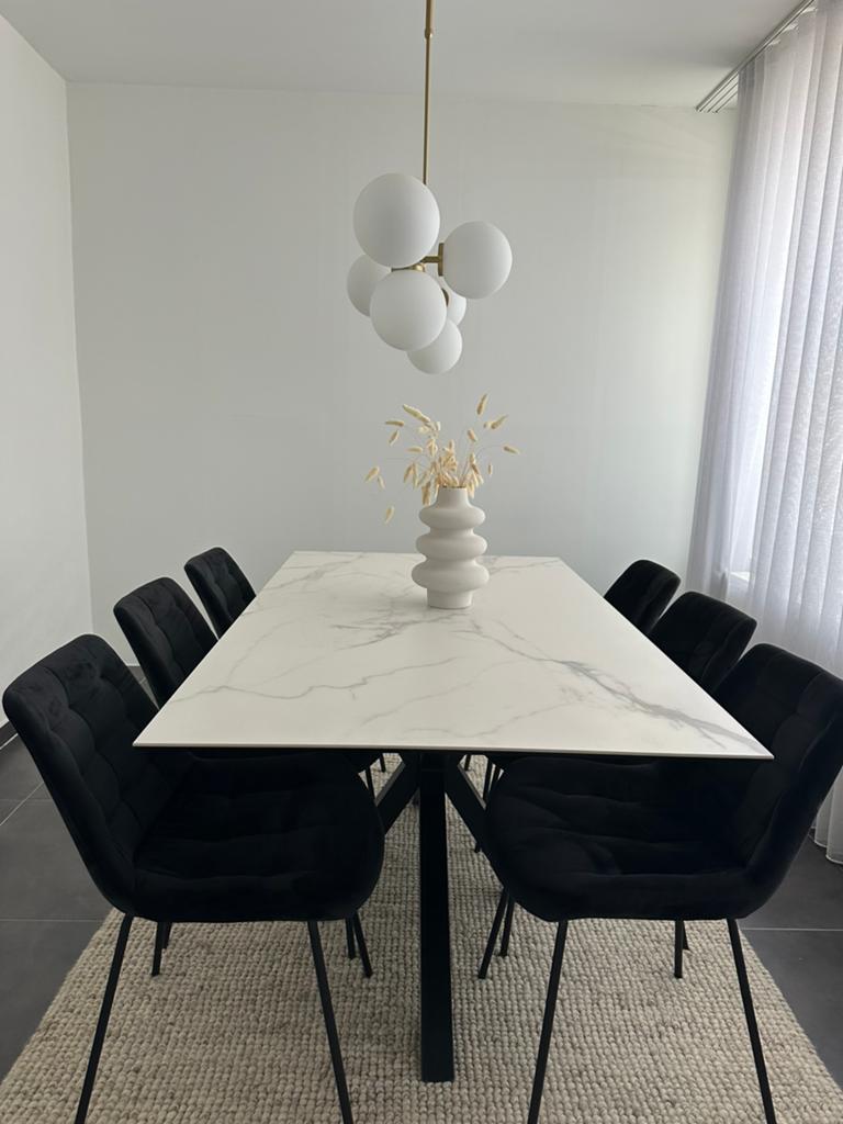 Eettafel met 6 stoelen, Huis en Inrichting, Tafels | Eettafels, Ophalen, Zo goed als nieuw, Rechthoekig, 100 tot 150 cm