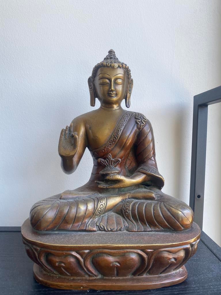 Buddha tibet 26cm hoog brons, Ophalen of Verzenden