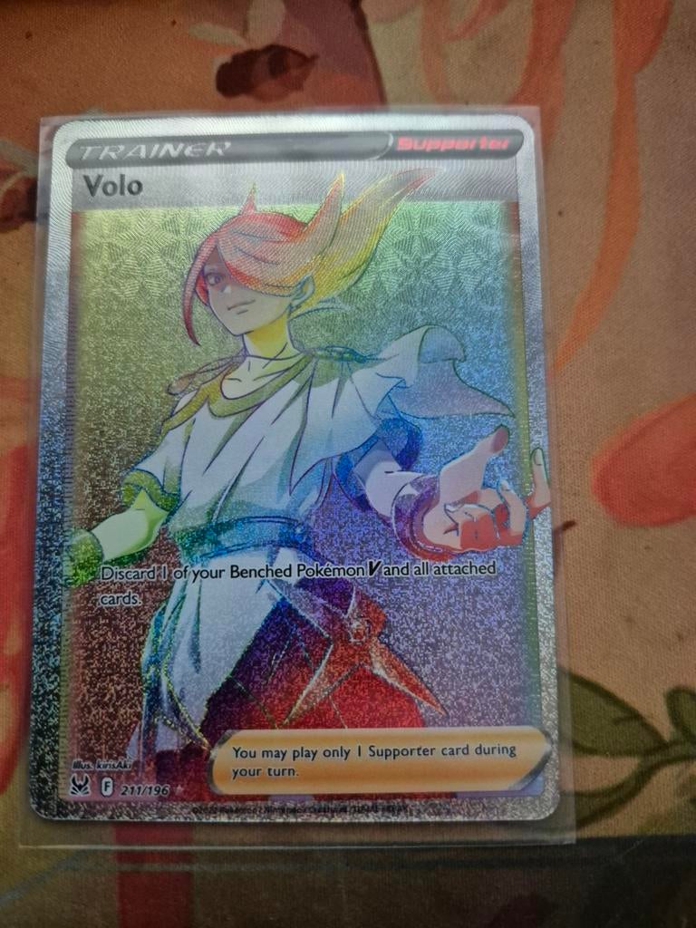 Volo Trainer Rainbow Rare Pokémon Kaart (211/196), Ophalen of Verzenden, Zo goed als nieuw, Losse kaart, Foil