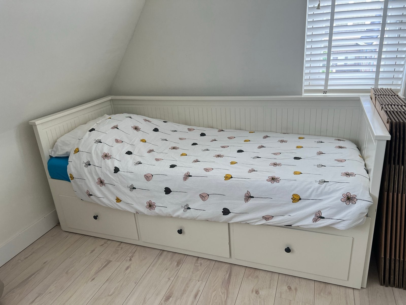 IKEA Brimnes Bed met 3 lades en 2 matrassen, Ophalen, Wit, Tweepersoons, 80 cm