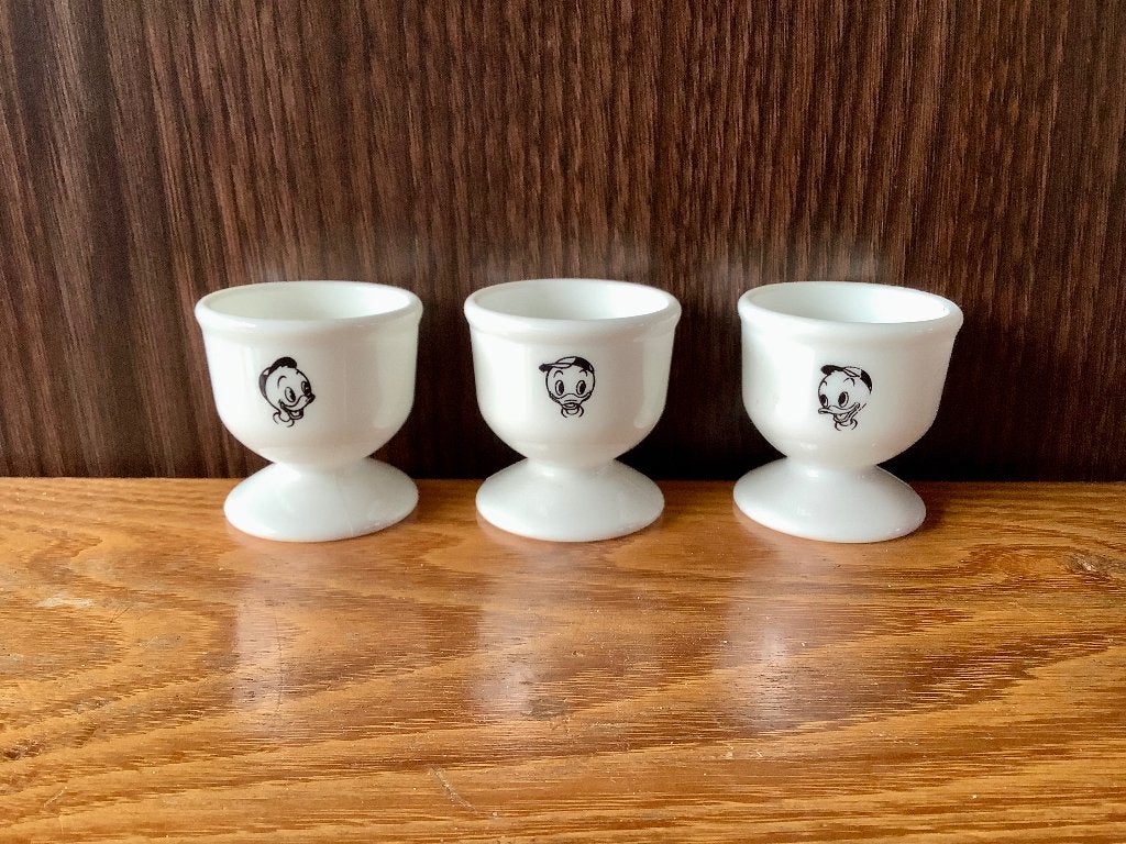 Kwik, Kwek en Kwak eierdopjes, jaren ‘70, Ophalen of Verzenden, Donald Duck, Servies