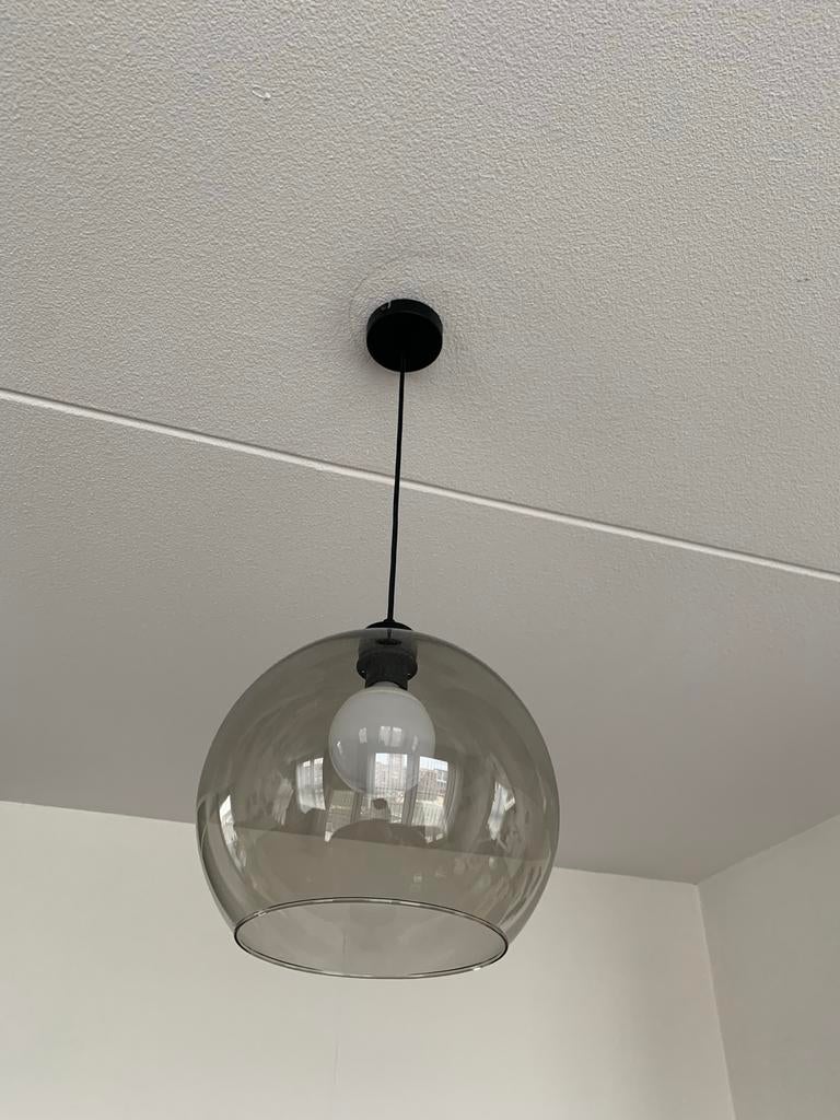 Glazen hanglamp met rookglas effect van Straluma, Ophalen, Zo goed als nieuw, Glas, 75 cm of meer