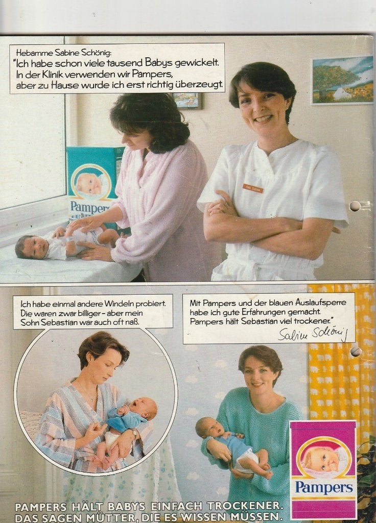 retro reclame 1987 Pampers baby luiers voor kleine Sebastian, Verzenden, Overige typen