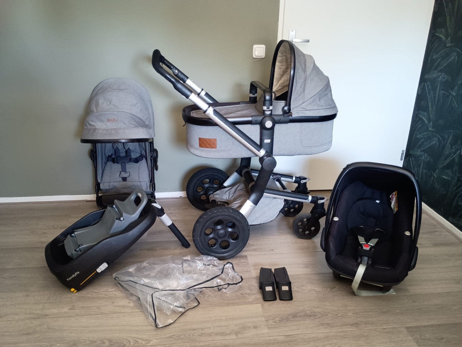 Complete Joolz Day Radiant Grey + Familyfix & Maxi cosi!, Ophalen, Verstelbare duwstang