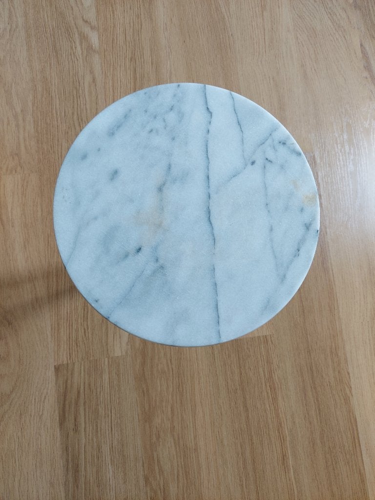 Tafeltje met marmeren blad en gietijzeren voet, Ophalen, Gebruikt, Rond, Metaal