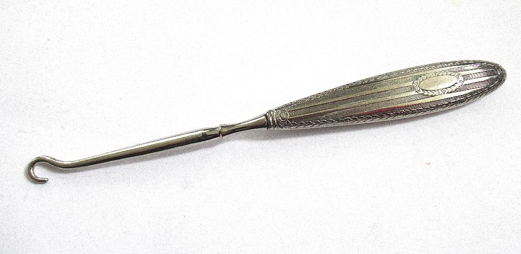 Antiek Kleding veterhaak, England begin van 1900., Ophalen of Verzenden, Zilver
