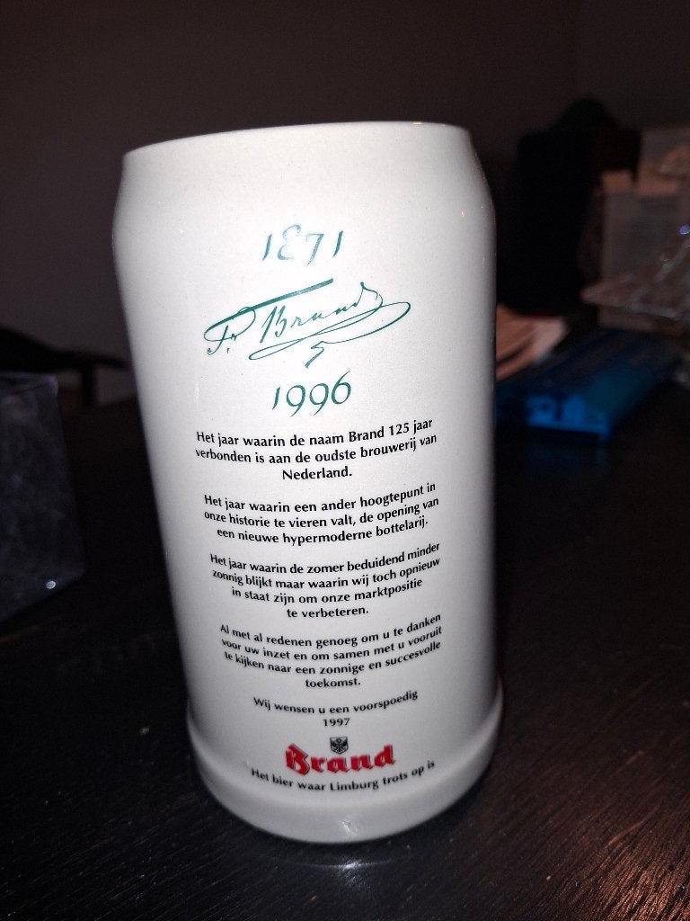 Brand Bierpul 1996 - 125 jaar Brouwerij - Puntgaaf, Ophalen of Verzenden, Zo goed als nieuw, Pul(len), Brand