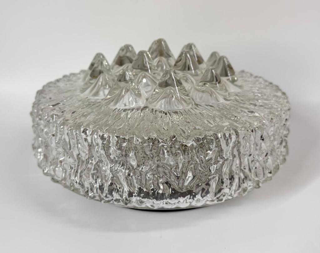 Mid century helder ronde plafondlamp wandlamp Doria Leuchten, Ophalen of Verzenden, Zo goed als nieuw, Glas, Mid Century