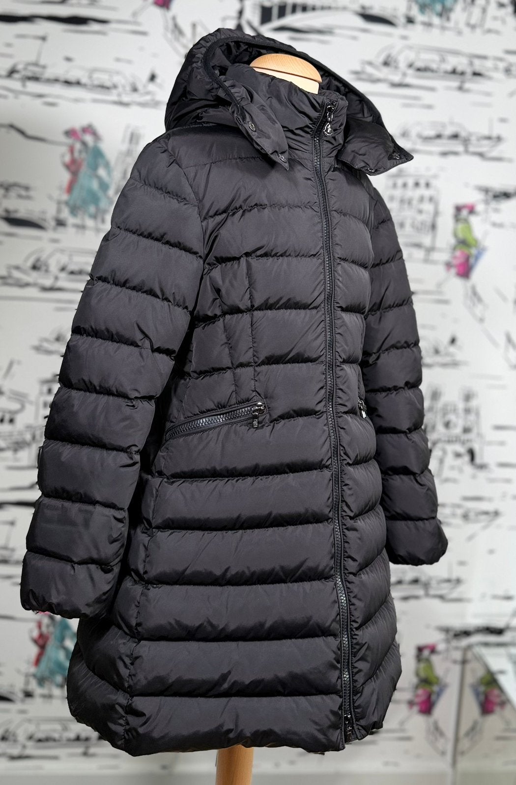 Moncler zwarte charpal winterjas meisje maat 10 (780 euro), Moncler EU, Meisje, Nieuw, Ophalen of Verzenden