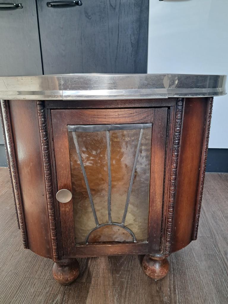 Schattig Vintage Drankenkastje met Glas-in-lood Raampje, Verzenden