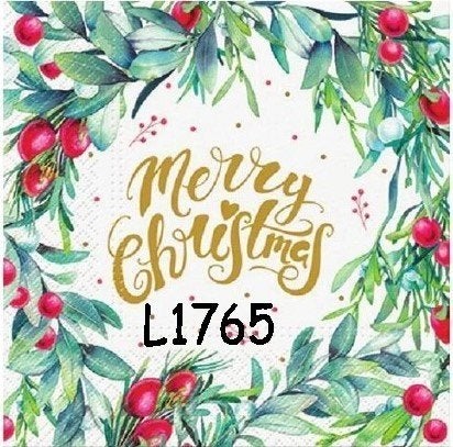 Servetten decoupage/bullet journal - kerst bessen L1765, Hobby en Vrije tijd, Knutselen, Verzenden, Nieuw