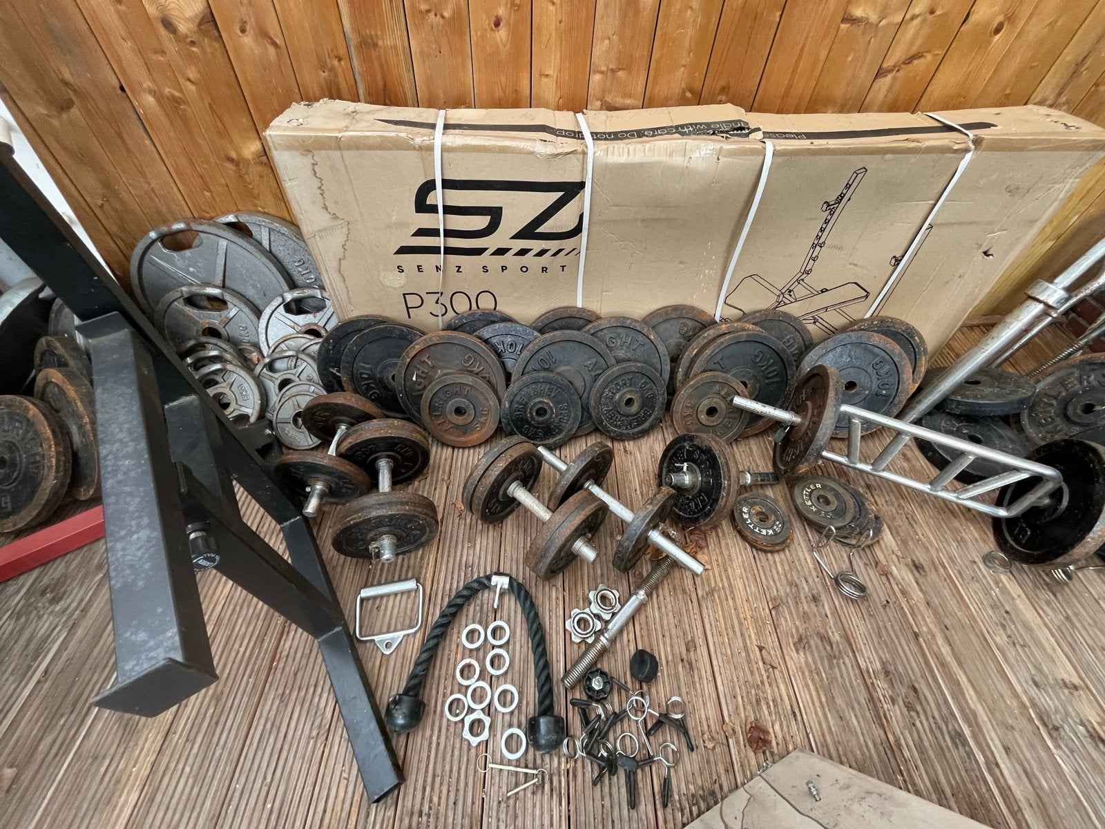 Complete Fitness Set: Bowflex BodyTower, Gewichten & Bank, Ophalen, Gebruikt, Armen, Fitnessbank
