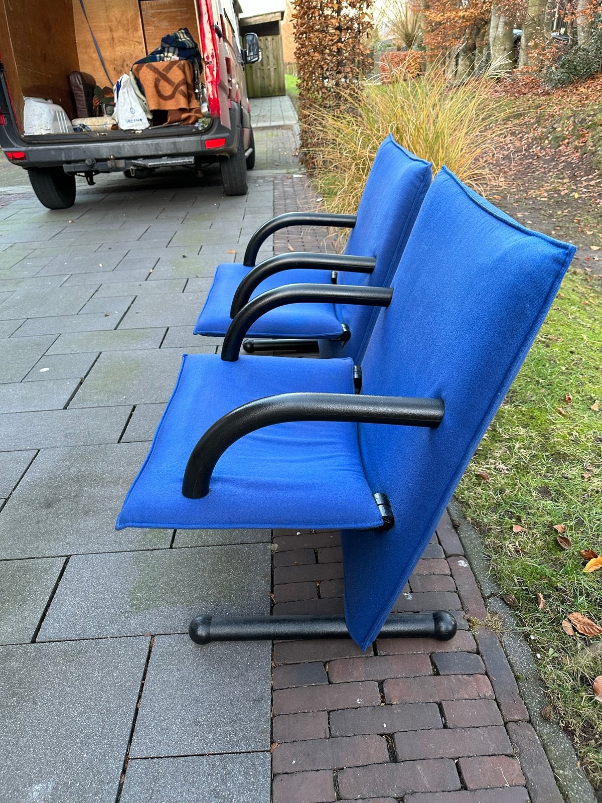 Set van 2 Arflex Delfino stoelen - Vintage Design, Huis en Inrichting, Stoelen, Gebruikt, Twee, Blauw, Gijpsvintage