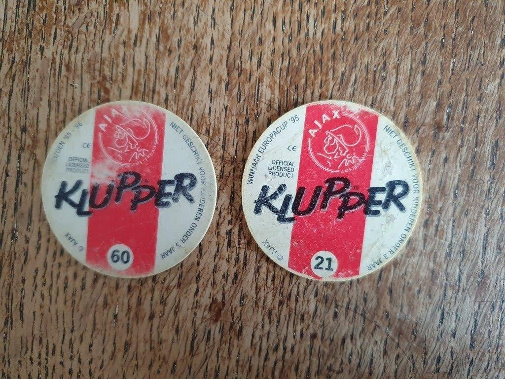 2 Ajax Kluppers, Ophalen of Verzenden, Gebruikt, Ajax, Poster, Plaatje of Sticker