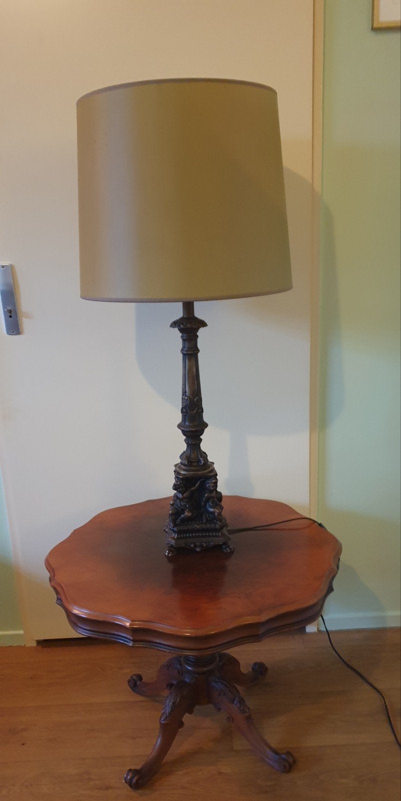Prachtige antieke tafellamp in messing, perfect, Ophalen of Verzenden