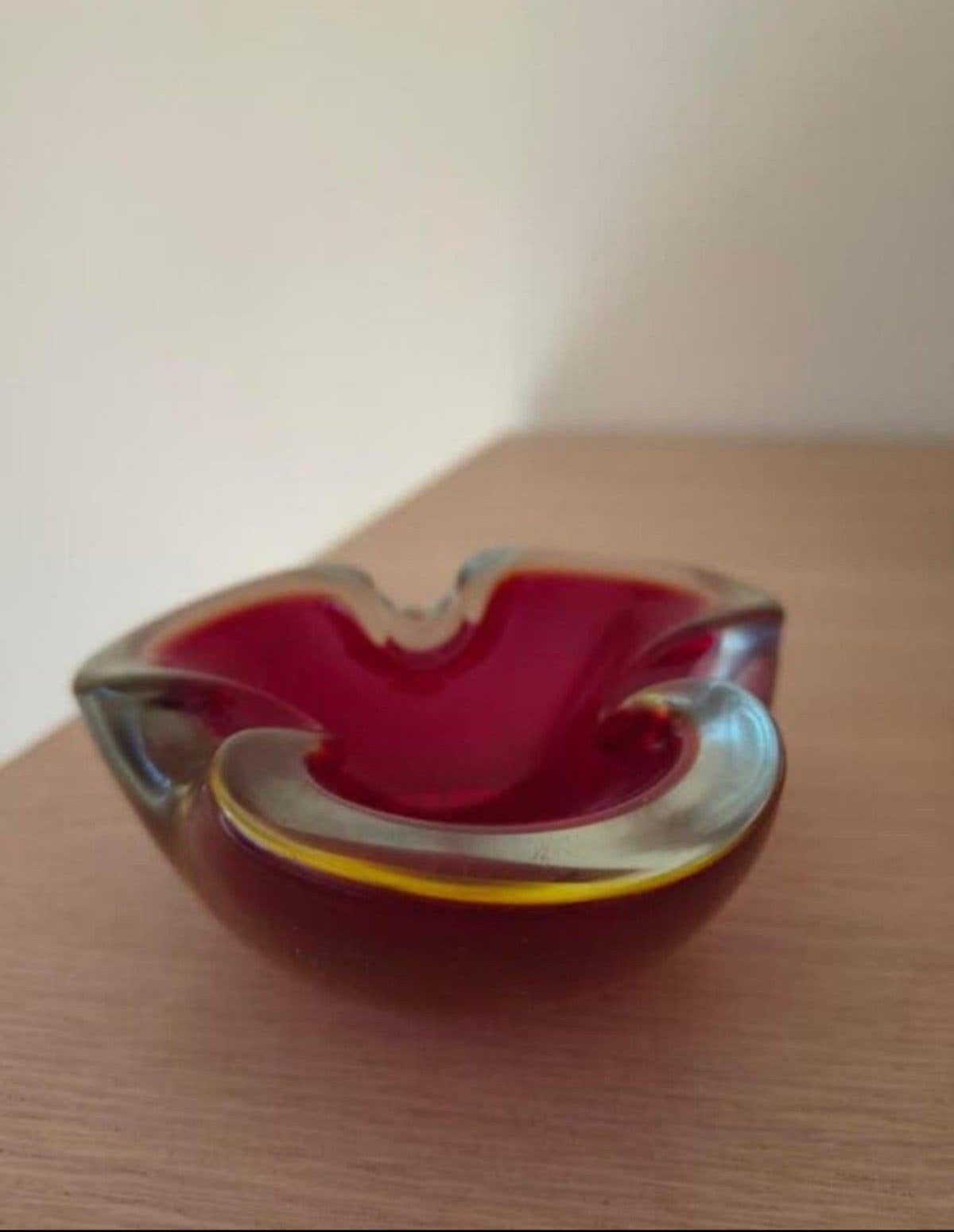 Vintage Murano asbak rood glas, Antiek en Kunst, Antiek | Glas en Kristal, Ophalen
