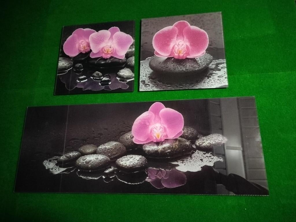 glazen schilderij orchidee, Ophalen, Zo goed als nieuw, Schilderij, 100 tot 125 cm