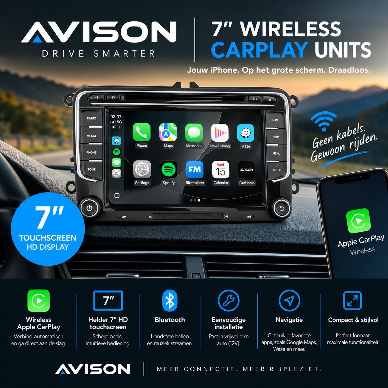 Avison Android Wireless Carplay Golf 5 / 6 Polo Caddy rns510, Avison, 06 18 39 51 60, Ophalen of Verzenden, Zo goed als nieuw