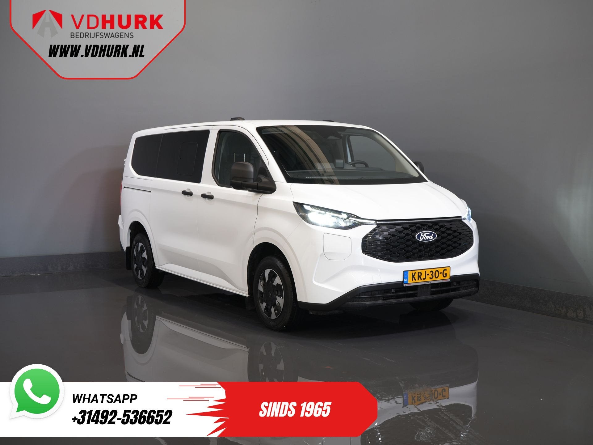 Ford E-Transit Custom Kombi Trend 71kWh 360 km WLTP (Excl. B, Gebruikt, 2000 kg, Wit, Origineel Nederlands