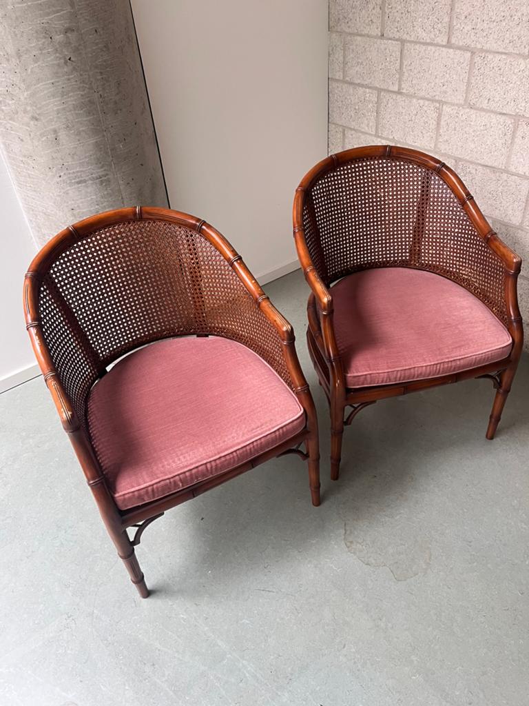 Set van 2 Giorgetti rotan stoelen met kussens, Huis en Inrichting, Ophalen, Zo goed als nieuw, Minder dan 75 cm, 50 tot 75 cm